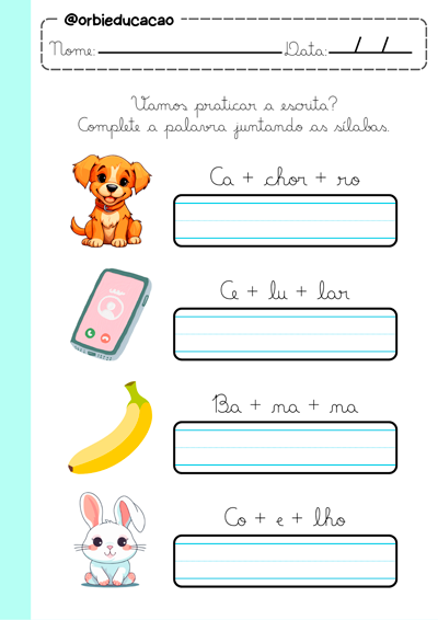 Atividade para treinar o traçado de letras maiúsculas