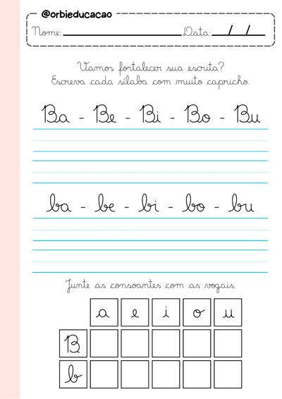 Atividade para treinar o traçado de letras maiúsculas