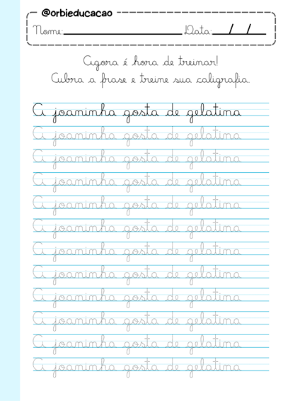 Atividade para treinar o traçado de letras maiúsculas
