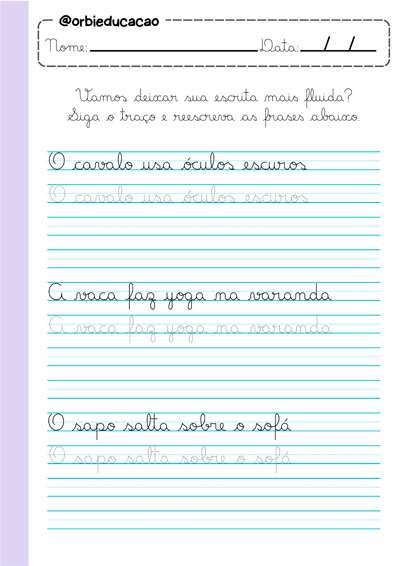 Atividade para treinar o traçado de letras maiúsculas