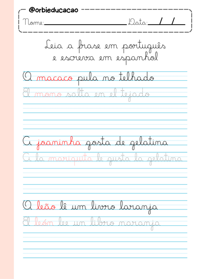 Atividade para treinar o traçado de letras maiúsculas